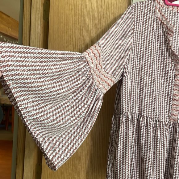 Du Jour XL flowy blouse orange brown statement sleeves button chest lightweight - Picture 4 of 11